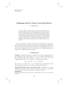 Comparison Geometry MSRI Publications Volume 30, 1997 Collapsing with No Proper Extremal Subsets G. PERELMAN