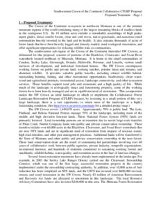 Southwestern Crown of the Continent Collaborative CFLRP Proposal Proposed Treatment – Page 1 1 – Proposed Treatment: The Crown of the Continent ecosystem in northwest Montana is one of the premier mountain regions of