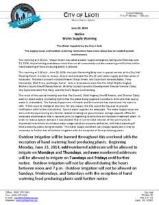 Agriculture / Outdoor water-use restriction / Leoti /  Kansas / Watering can / Land use / Environment / Water conservation / Irrigation / Agronomy