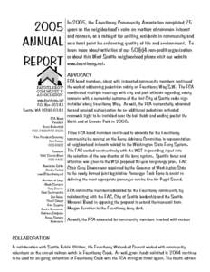 2005 ANNUAL REPORT In 2005, the Fauntleroy Community Association completed 25 years as the neighborhood’s voice on matters of common interest