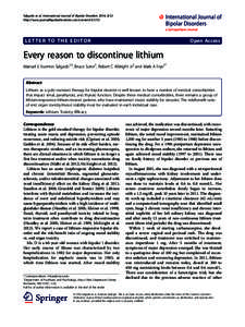 Mood stabilizers / Lithium pharmacology / Hyperparathyroidism / Primary hyperparathyroidism / Hypothyroidism / Lithium / Bipolar I disorder / Nephrogenic diabetes insipidus / Lamotrigine / Medicine / Chemistry / Health