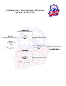 2012 Great West Conference Volleyball Tournament Orem, Utah - Nov[removed], [removed]Houston Baptist  4 - NJIT