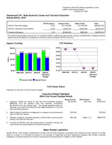 Prepared by the North Dakota Legislative Council staff for House Appropriations February 23, 2005 Department[removed]State Board for Career and Technical Education Senate Bill No. 2019