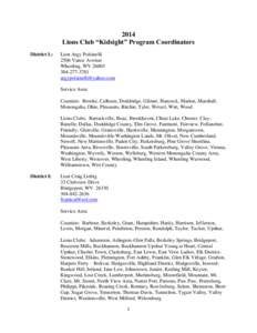 2014 Lions Club “Kidsight” Program Coordinators District L: Lion Argy Polsinelli 2506 Vance Avenue