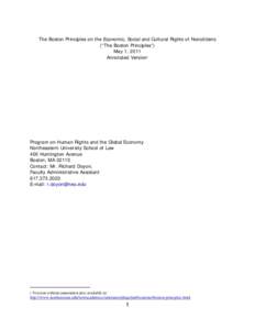 The Boston Principles on the Economic, Social and Cultural Rights of Noncitizens (“The Boston Principles”) May 1, 2011 Annotated Version 1  Program on Human Rights and the Global Economy