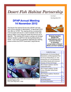 Desert Fish Habitat Partnership Vol 3 No 3 July-September 2012 DFHP Annual Meeting 14 November 2012
