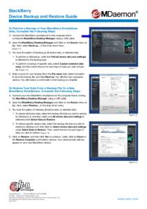 MDaemon Messaging Server - BlackBerry Device Backup and Restore Guide