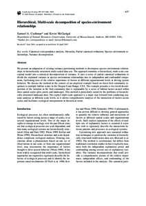 637  Landscape Ecology 17: 637–646, 2002. © 2002 Kluwer Academic Publishers. Printed in the Netherlands.  Hierarchical, Multi-scale decomposition of species-environment