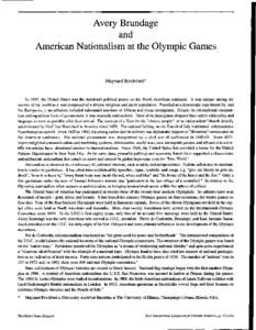 Avery Brundage and American Nationalism at the Olympic Games Maynard Brichford*