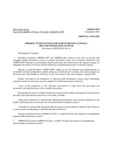 IMPROVING ACCESS TO CARE AND TREATMENT FOR HIV/AIDS INT EH AFRICAN REGION: THE 3 BY 5 INITIATIVE AND BEYOND (document AFR/RC54