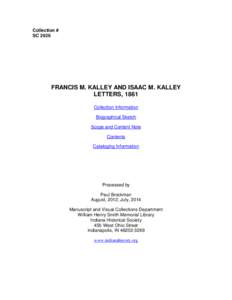 Francis M. Kalley and Isaac M. Kalley Letters