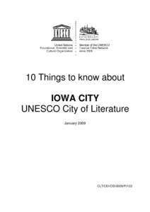 10 things to know about Iowa City, UNESCO City of Literature; 2009