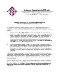 Arkansas Department of Health 4815 West Markham Street ● Little Rock, Arkansas[removed] ● Telephone[removed]Governor Mike Beebe Nathaniel Smith, MD, MPH, Director and State Health Officer