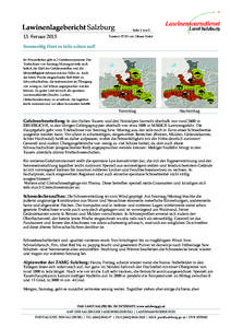 Lawinenlagebericht Salzburg 13. Feruar 2015 Seite 1 von 2  Version: 07:19 von Liliane Hofer