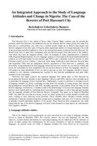 An Integrated Approach to the Study of Language Attitudes and Change in Nigeria: The Case of the Ikwerre of Port Harcourt City