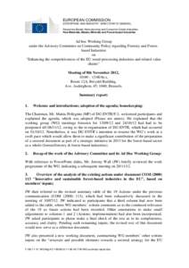 EUROPEAN COMMISSION ENTERPRISE AND INDUSTRY DIRECTORATE-GENERAL Resources Based, Manufacturing and Consumer Goods Industries Raw Materials, Metals, Minerals and Forest-based Industries  Ad hoc Working Group