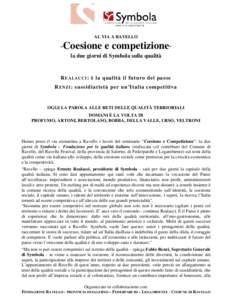 AL VIA A RAVELLO “ Coesione e competizione” la due giorni di Symbola sulla qualità