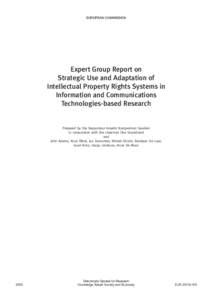 EUROPEAN COMMISSION  Expert Group Report on Strategic Use and Adaptation of Intellectual Property Rights Systems in Information and Communications