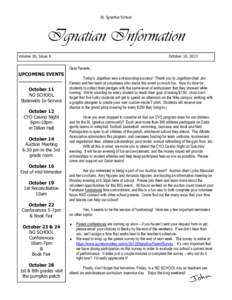 St. Ignatius School  Ignatian Information Volume 20, Issue 6  October 10, 2013