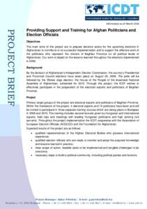 Providing Support and Training for Afghan Politicians and Election Officials