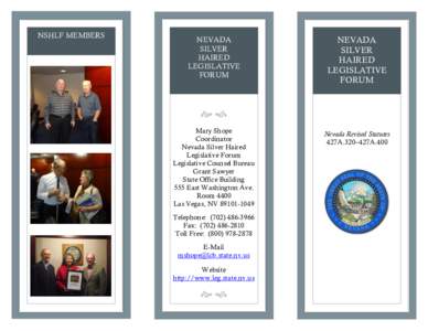 NSHLF MEMBERS  NEVADA SILVER HAIRED LEGISLATIVE