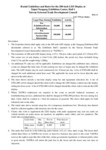 Rental Guidelines and Rates for the 200-inch LED Display at Taipei Nangang Exhibition Center, Hall 1 Taiwan External Trade Development CouncilUnit: NT$ per display