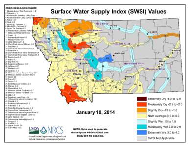 RIVER INDEX & SWSI VALUES  Surface Water Supply Index (SWSI) Values 1 Marias above Tiber Reservoir[removed]Tobacco -1.3