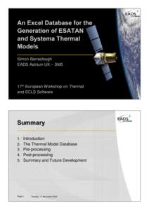 Simon Barraclough EADS Astrium UK – SM5 17th European Workshop on Thermal and ECLS