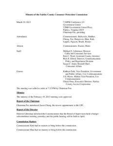 Minutes of the Fairfax County Consumer Protection Commission