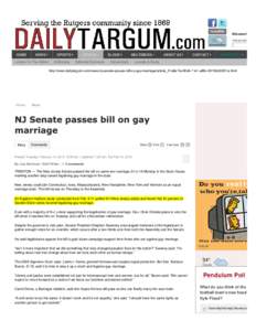 NJ Senate passes bill on gay marriage - The Daily Targum: News:
