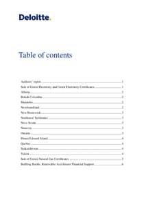 Table of contents  Auditors’ report ....................................................................................................... 1 Sale of Green Electricity and Green Electricity Certificates ...............