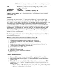 SOP: Slow thawing of cryopreserved hematopoietic cells from human leukapheresis product  SOP: Date modified: Modified by: