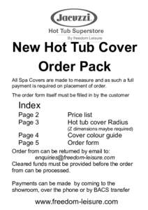 Hot Tub Superstore By freedom Leisure New Hot Tub Cover Order Pack All Spa Covers are made to measure and as such a full