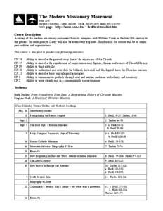 syllabus for history of missions
