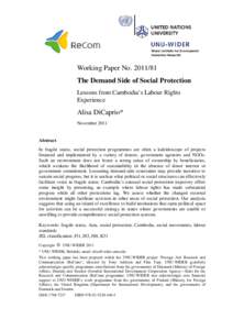 WIDER Working Paper NoThe Demand Side of Social Protection
