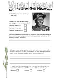Wangari Maathai worksheet