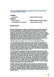 [removed]The ecology and biogeochemistry of sandy sediments in the warm temperate coastal waters of Western Australia Investigator Hugh Forehead