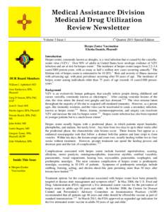 Medical Assistance Division Medicaid Drug Utilization Review Newsletter Volume 5 Issue 1  1st Quarter 2011 Special Edition