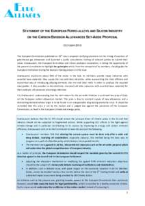 STATEMENT OF THE EUROPEAN FERRO-ALLOYS AND SILICON INDUSTRY ON THE CARBON EMISSION ALLOWANCES SET-ASIDE PROPOSAL -OCTOBER[removed]th