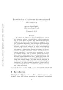 arXiv:1002.1630v1 [physics.gen-ph] 8 Feb[removed]Introduction of coherence in astrophysical spectroscopy Jacques Moret-Bailly. Mail: [removed]