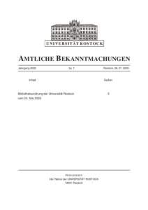 U N I V ER S I T Ä T R O S T O C K  AMTLICHE BEKANNTMACHUNGEN JahrgangNr. 7