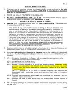 AF – I GENERAL INSTRUCTION SHEET 1. This report must be completed in proper form (typed or legibly printed), and must be filed with the Comptroller of the Treasury on or before April 1, 2015. A copy should be retained 