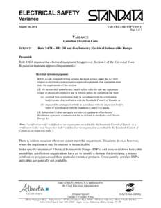 ELECTRICAL SAFETY Variance August 20, 2014 VAR-CEC[removed]ESP’s [rev-1] Page 1 of 3