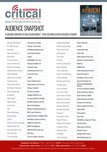 Audience snapshot A sample selection of opt-in subscribers* from our radio comms industry channel Mgr Defence Projects Airservices Australia