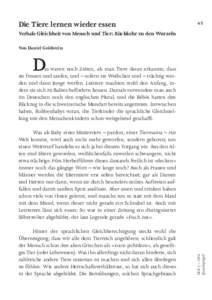 Die Tiere lernen wieder essen  45 Verbale Gleichheit von Mensch und Tier: Rückkehr zu den Wurzeln Von Daniel Goldstein