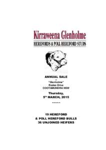 ANNUAL SALE At “Glenholme” Rodeo Drive COOTAMUNDRA NSW