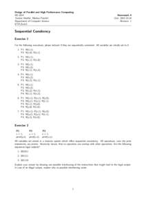 Design of Parallel and High Performance Computing HS 2014 Torsten Hoefler, Markus P¨ uschel Department of Computer Science ETH Zurich