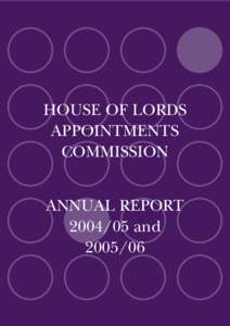 HOUSE OF LORDS APPOINTMENTS COMMISSION ANNUAL REPORT[removed]and[removed]