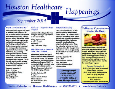 Houston Healthcare  Happenings September 2014 Friends and Family First Aid