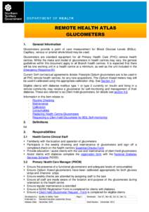 GLUCOMETERS  REMOTE HEALTH ATLAS – Section 11: QUALITY ASSURANCE REMOTE HEALTH ATLAS GLUCOMETERS